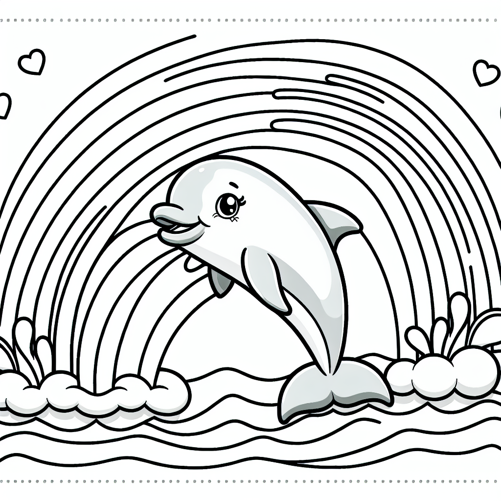 Fröhlicher Delfin mit Regenbogenfontäne