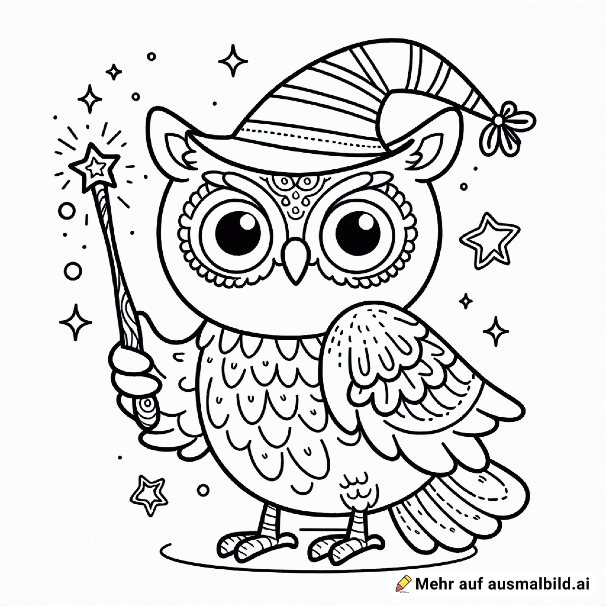 Zauberhafte Eule mit Zauberstab