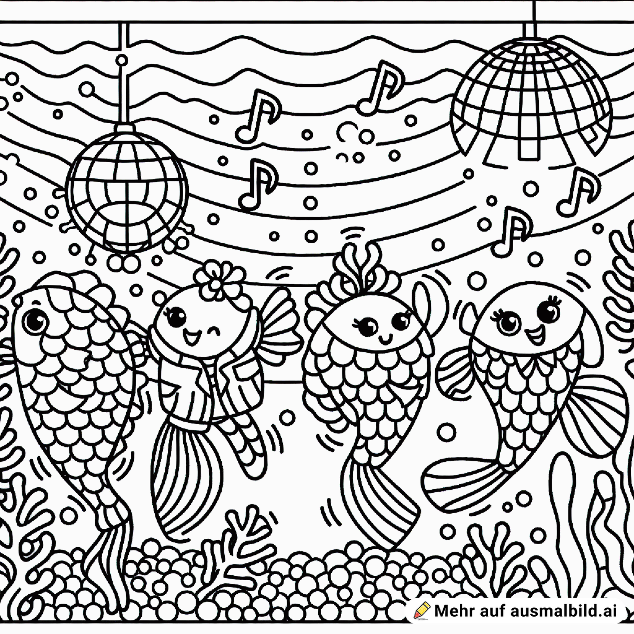 Unterwasser-Disco mit tanzenden Fischen