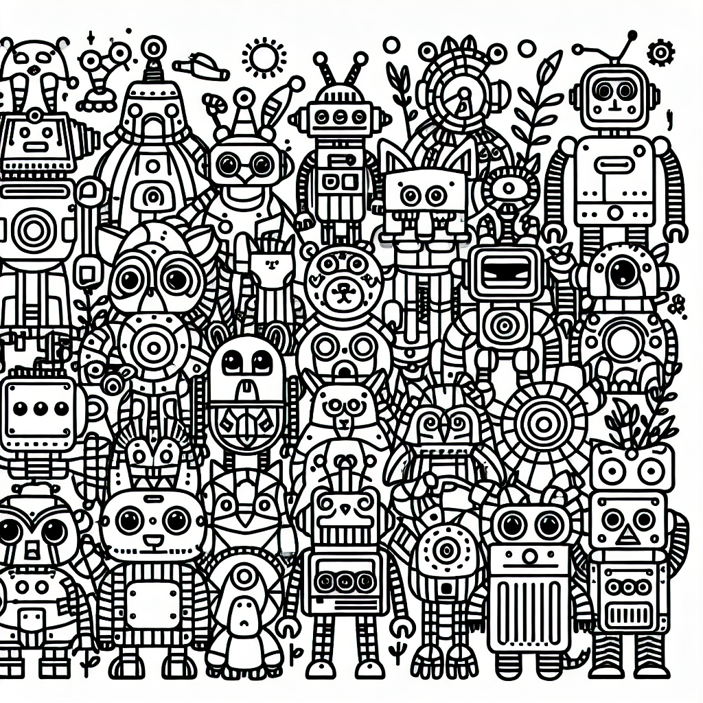 Roboter-Zoo Malvorlagen kostenlos zum Ausdrucken