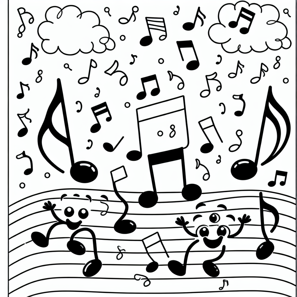 Kostenlose Malvorlagen Musiknoten zum Ausdrucken für Kinder