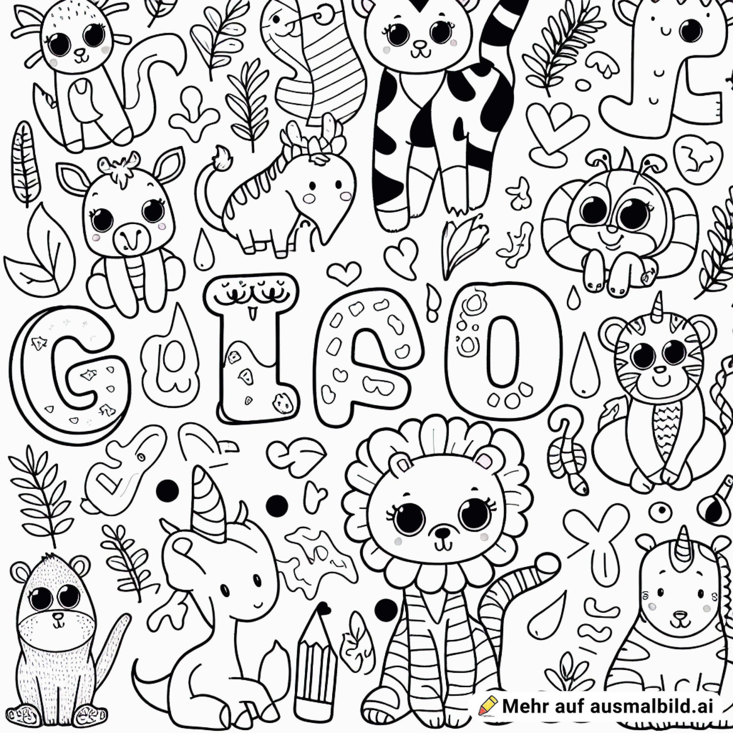 Buchstaben-Zoo mit Tieren in Buchstabenform