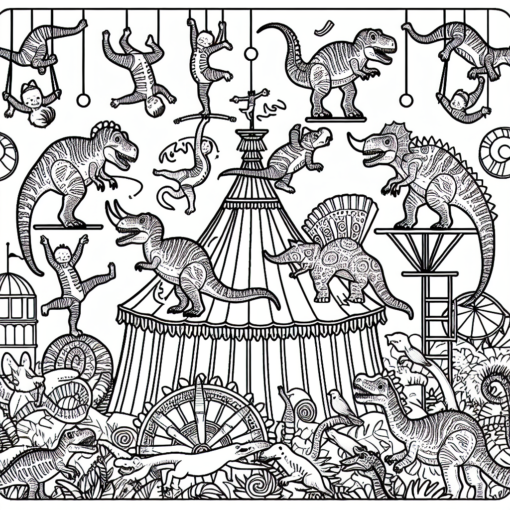 Dinosaurier-Zirkus Malvorlagen kostenlos ausdrucken für Kinder