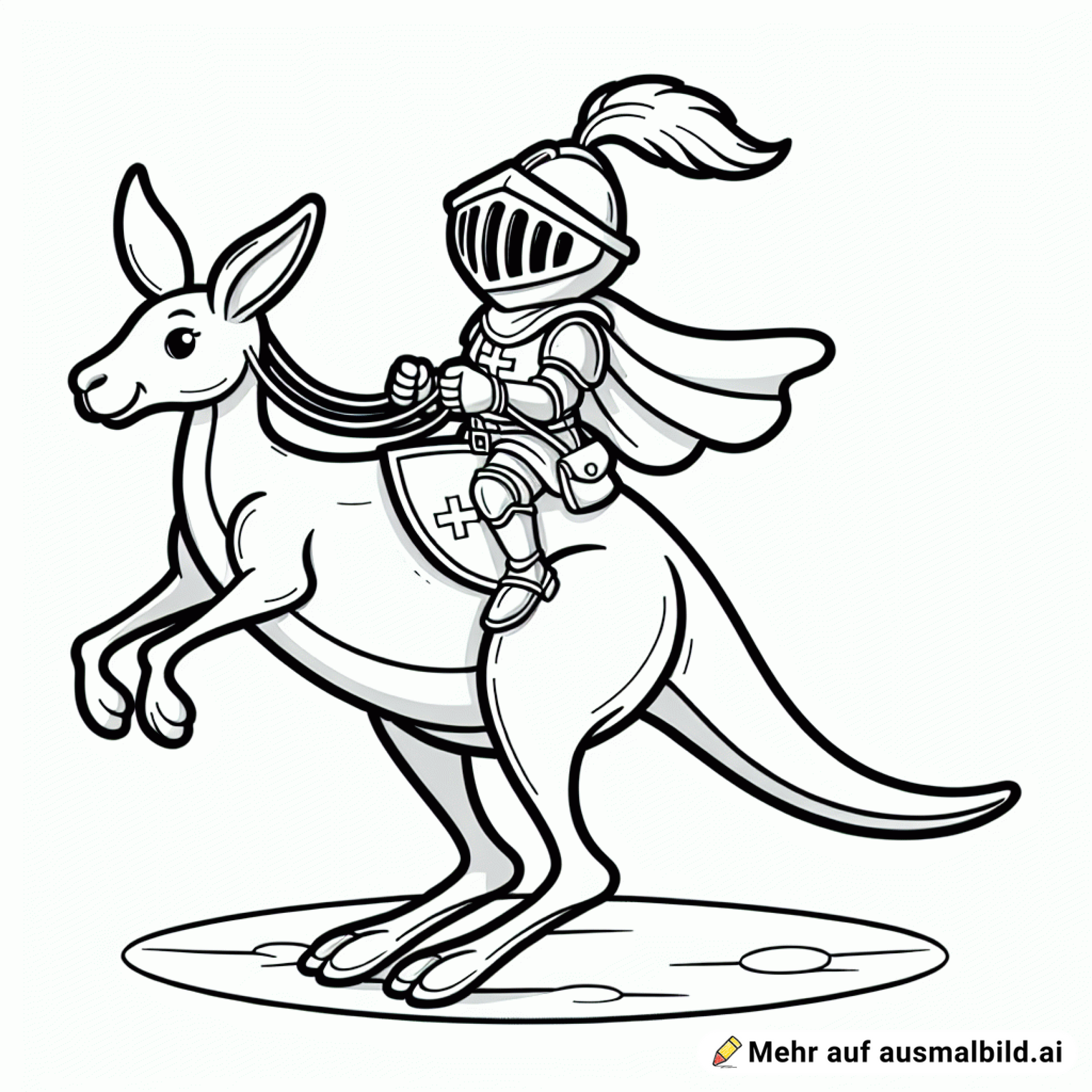 Ritter auf einem hüpfenden Känguru