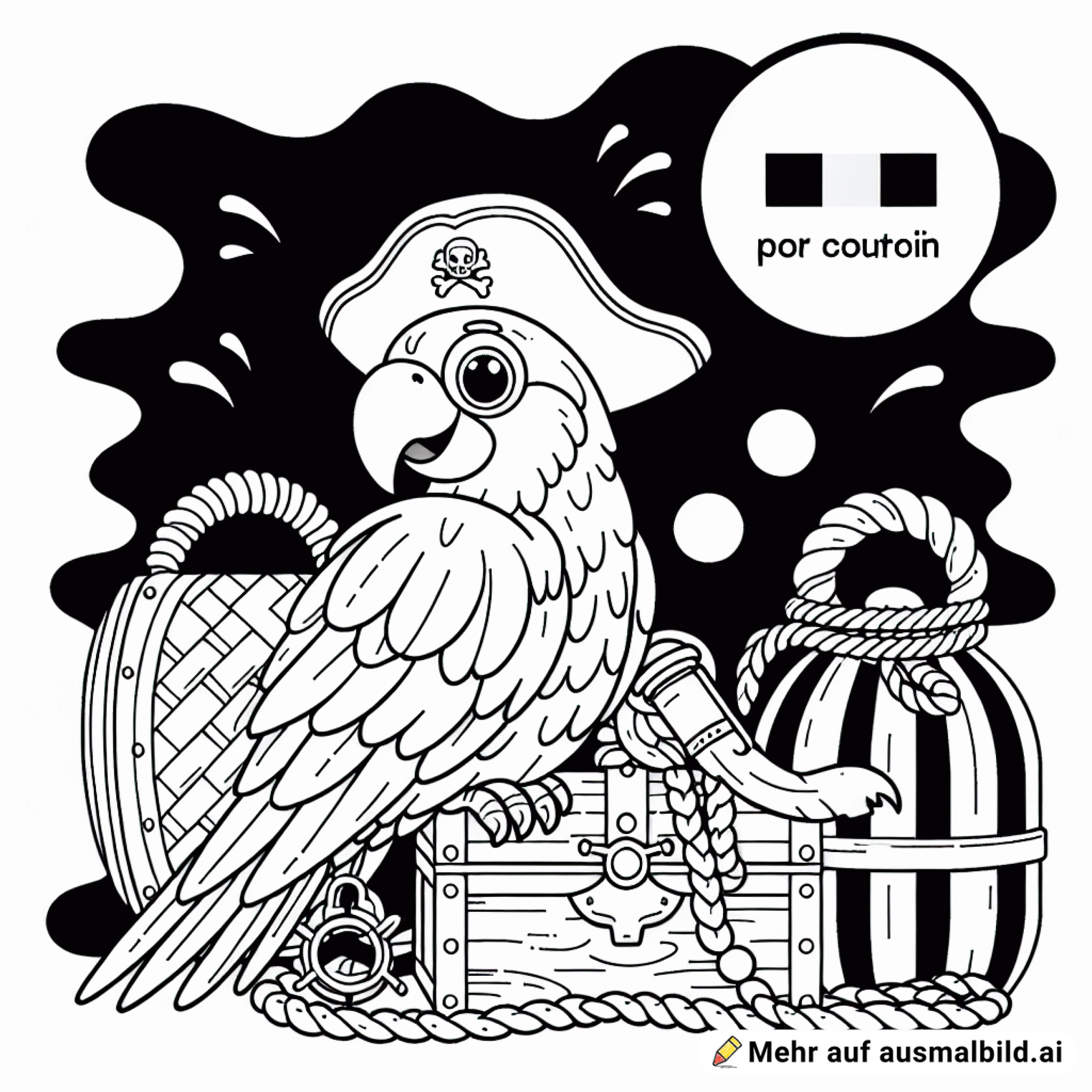 Piraten-Papagei mit Schatzsucher-Ausrüstung