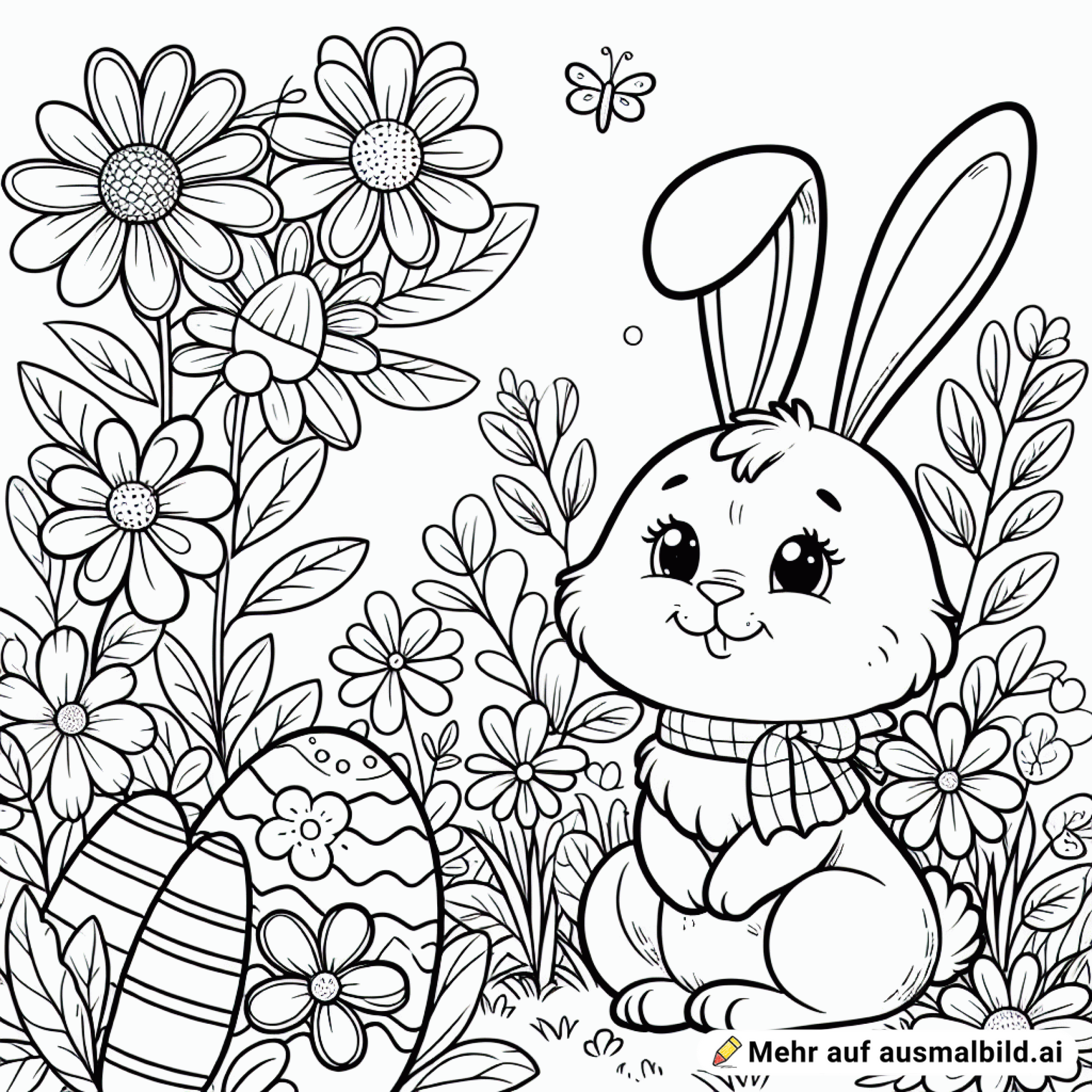 Osterhase in einer Blumenwiese