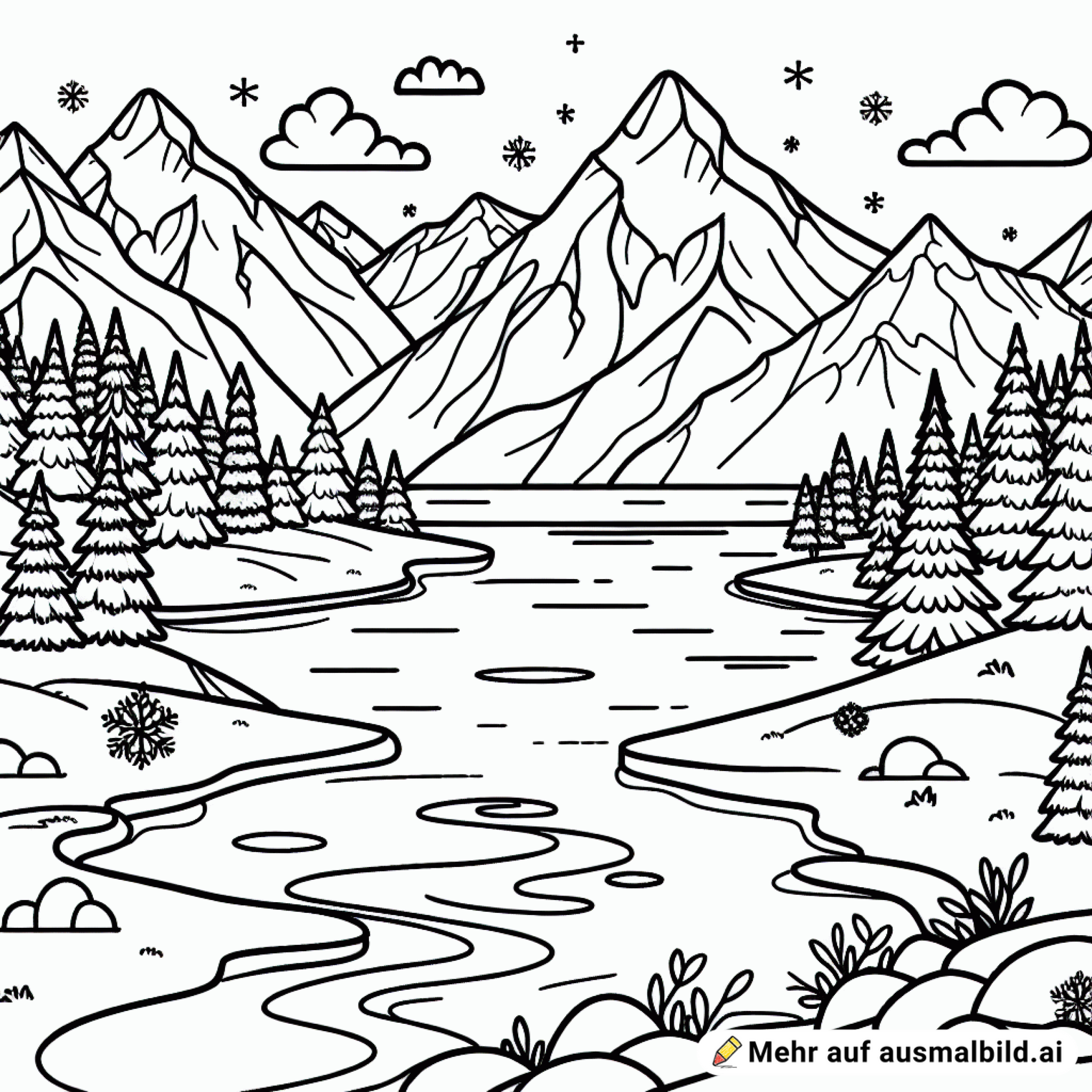 See vor Bergen mit Schnee