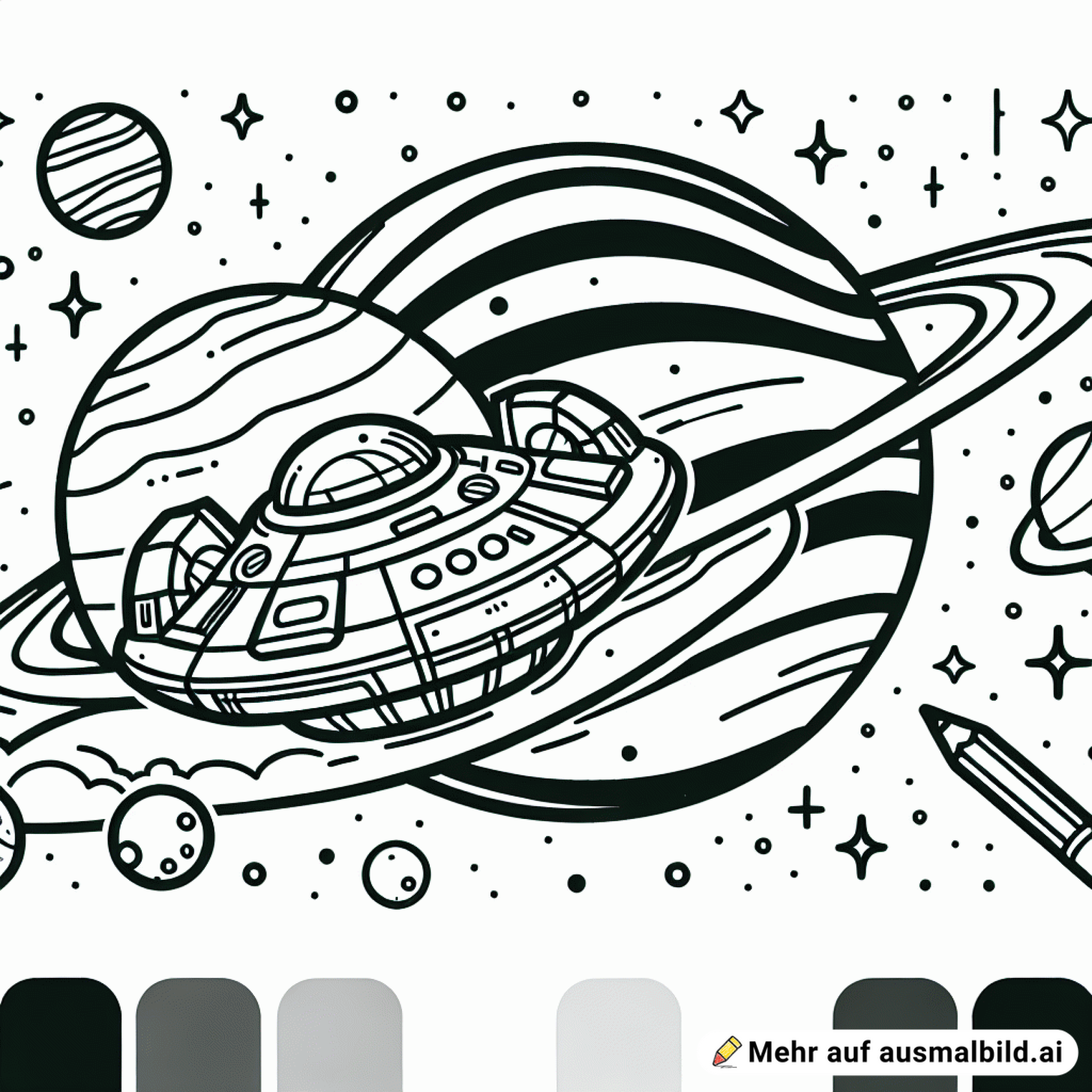 Raumschiff neben Saturn