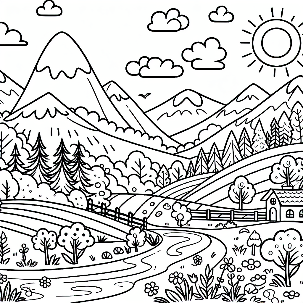 Kostenlose Malvorlagen Landschaft zum Ausdrucken für Kinder
