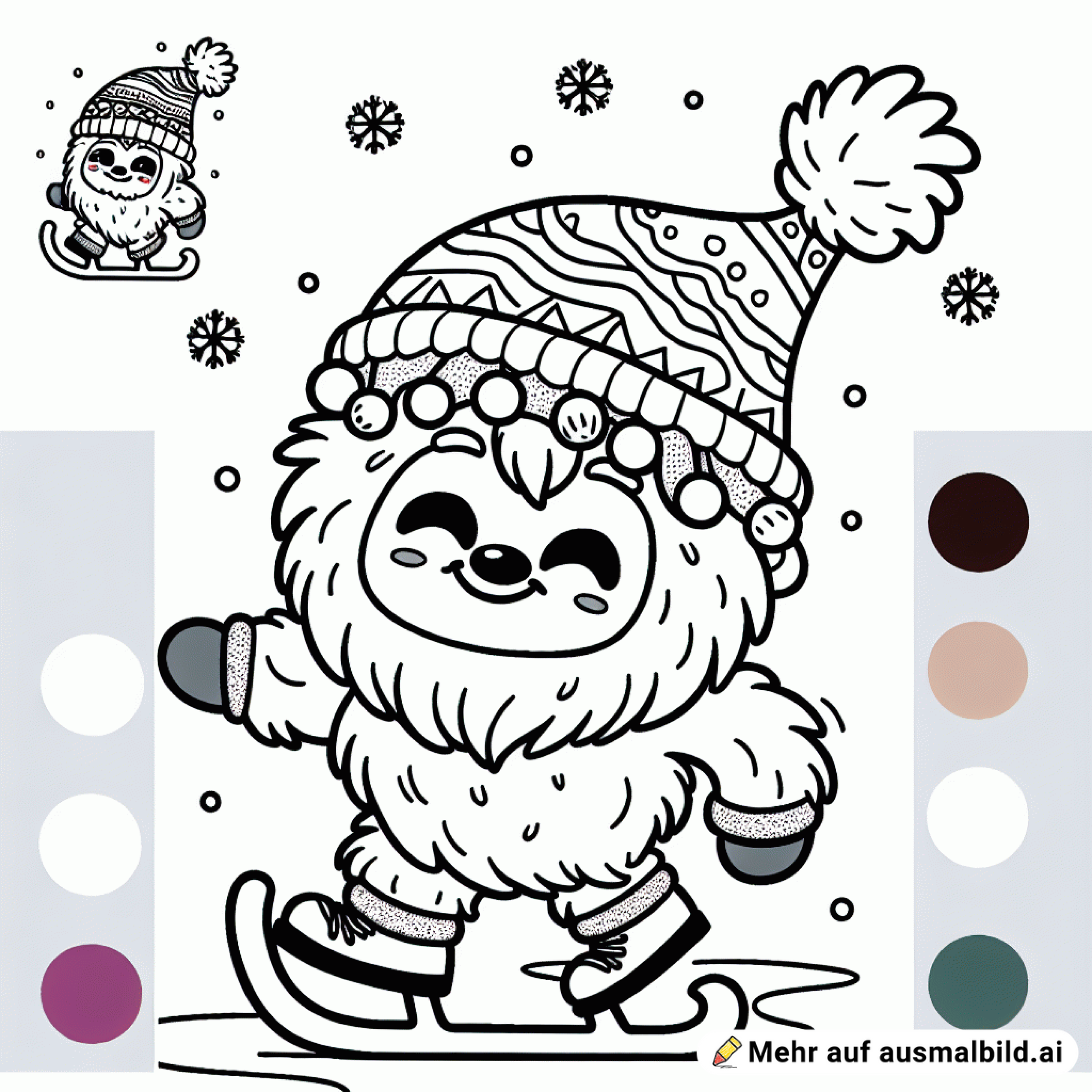 Süßer Yeti beim Schlittschuhlaufen ️