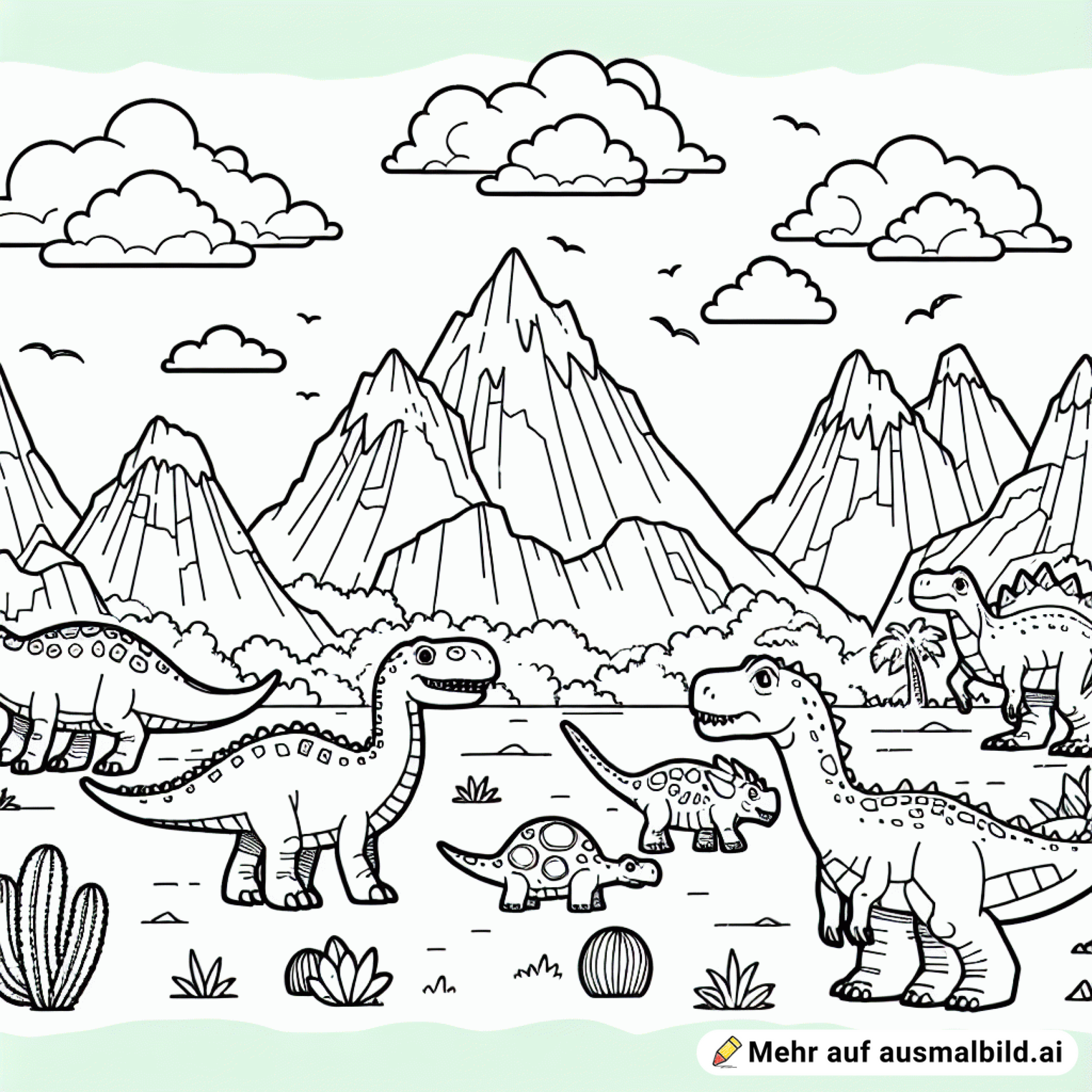 6 verschiedene Dinos in den Bergen