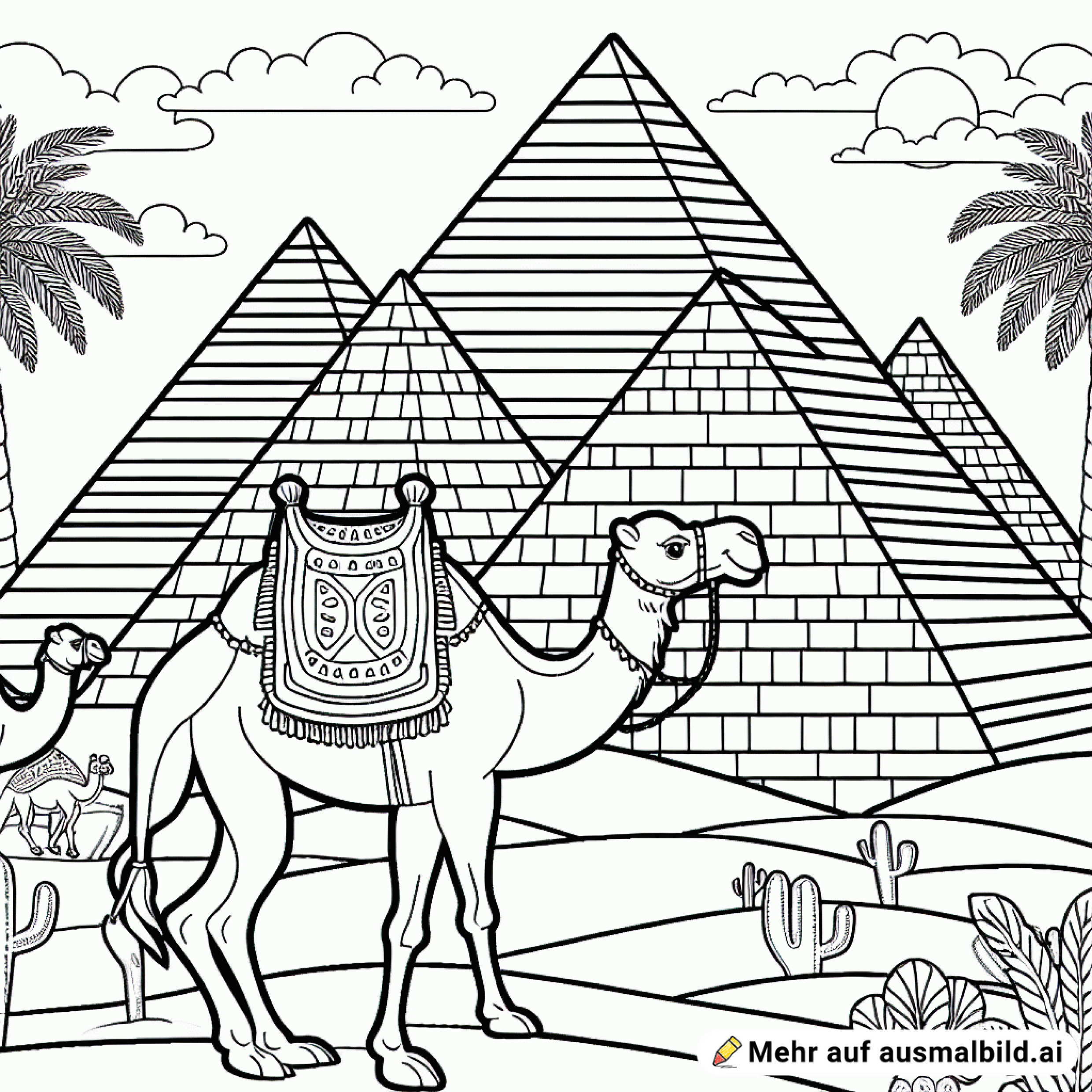 Kamele vor Pyramiden