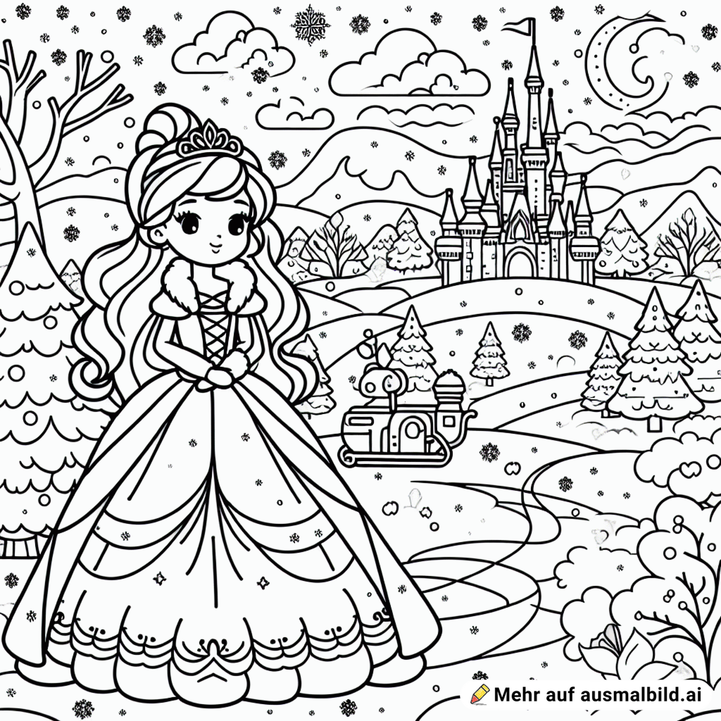 Prinzessin in einer Schneelandschaft