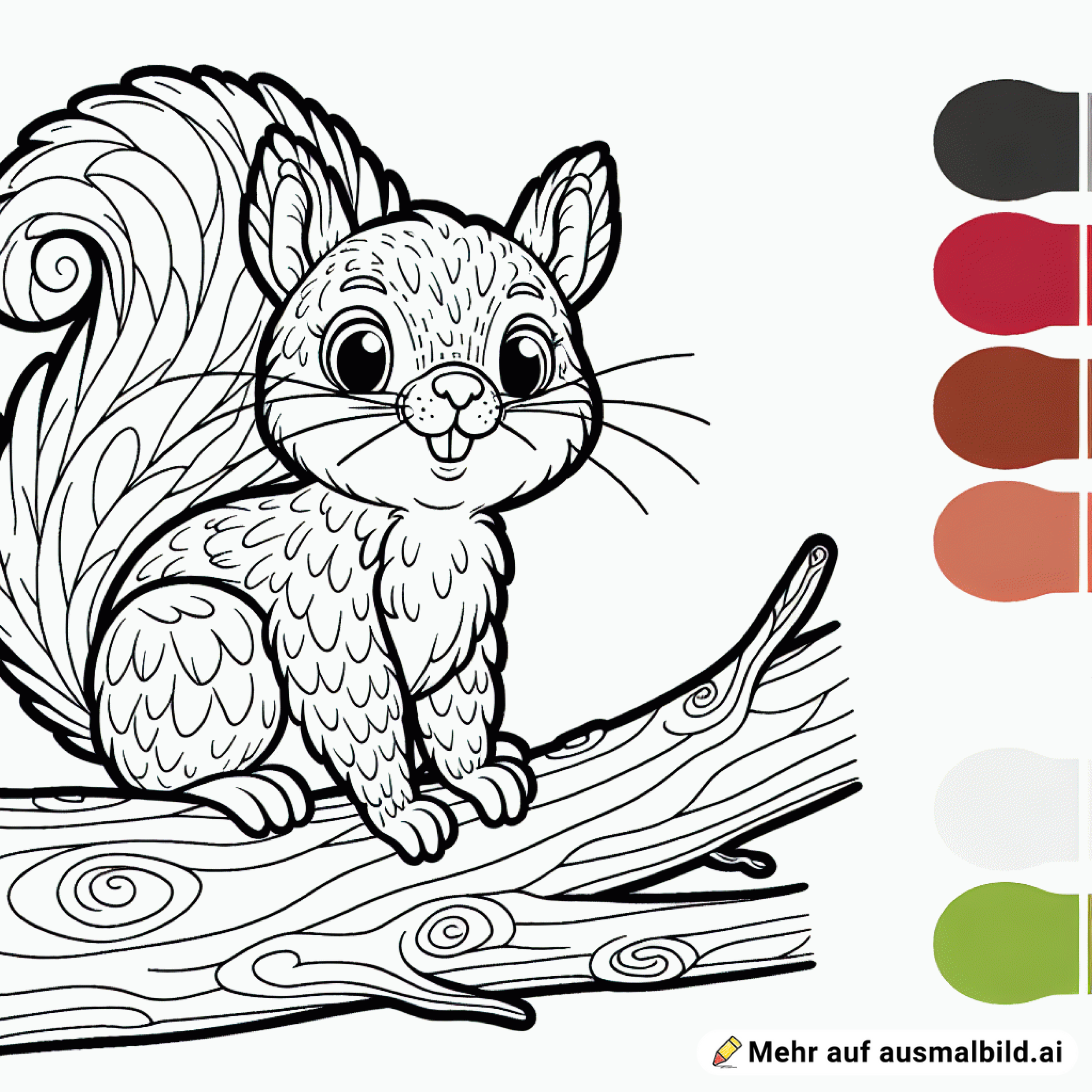 Detailreiches Eichhörnchen auf einem Ast