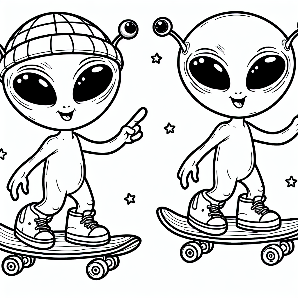 Kostenlose Alien Skateboard Malvorlagen zum Ausdrucken