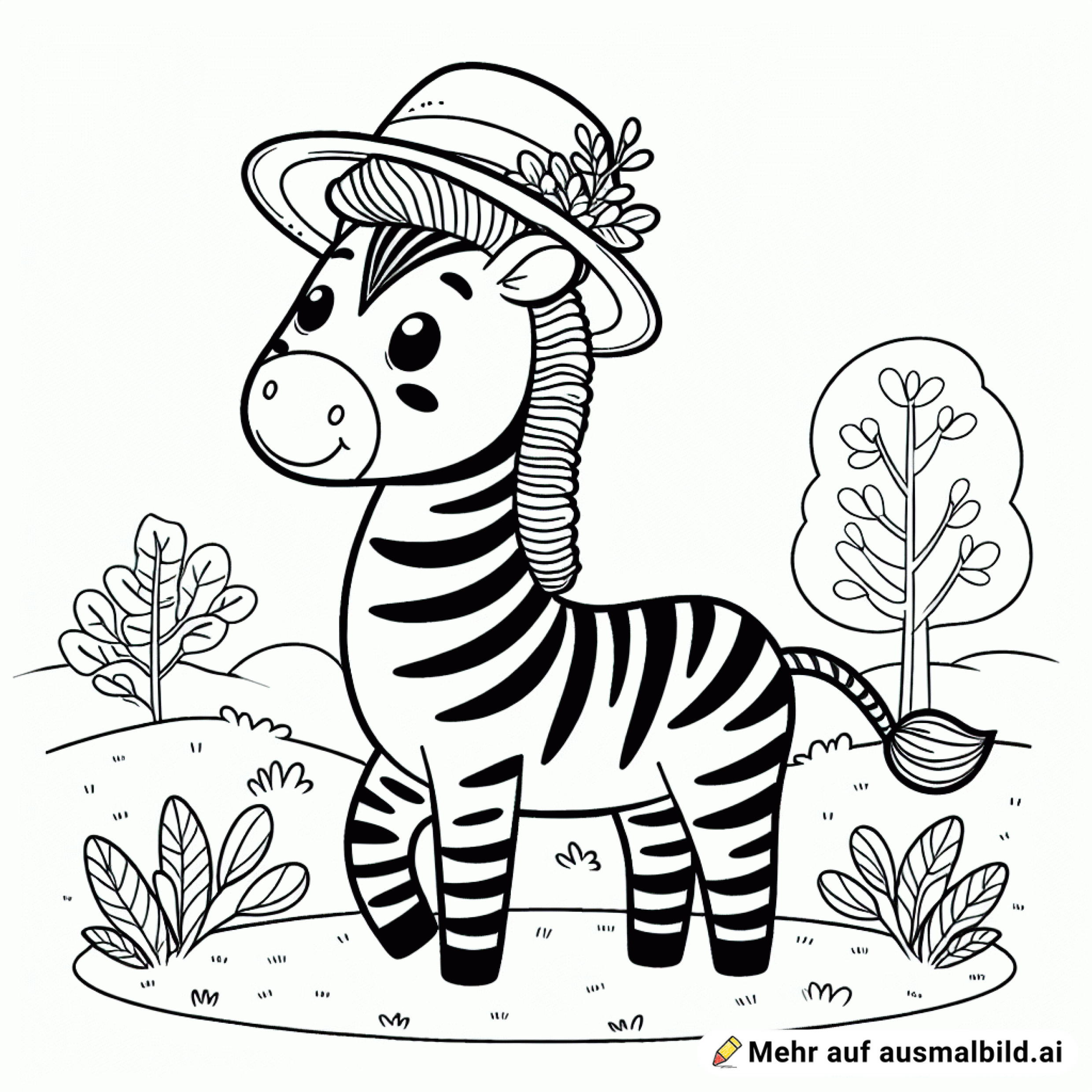 Ein Zebrau mit Mütze auf zwei Beinen