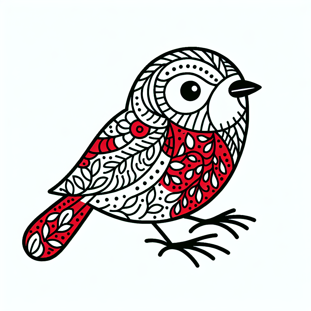 Kostenlose Malvorlage rot-grüner Vogel zum Ausdrucken