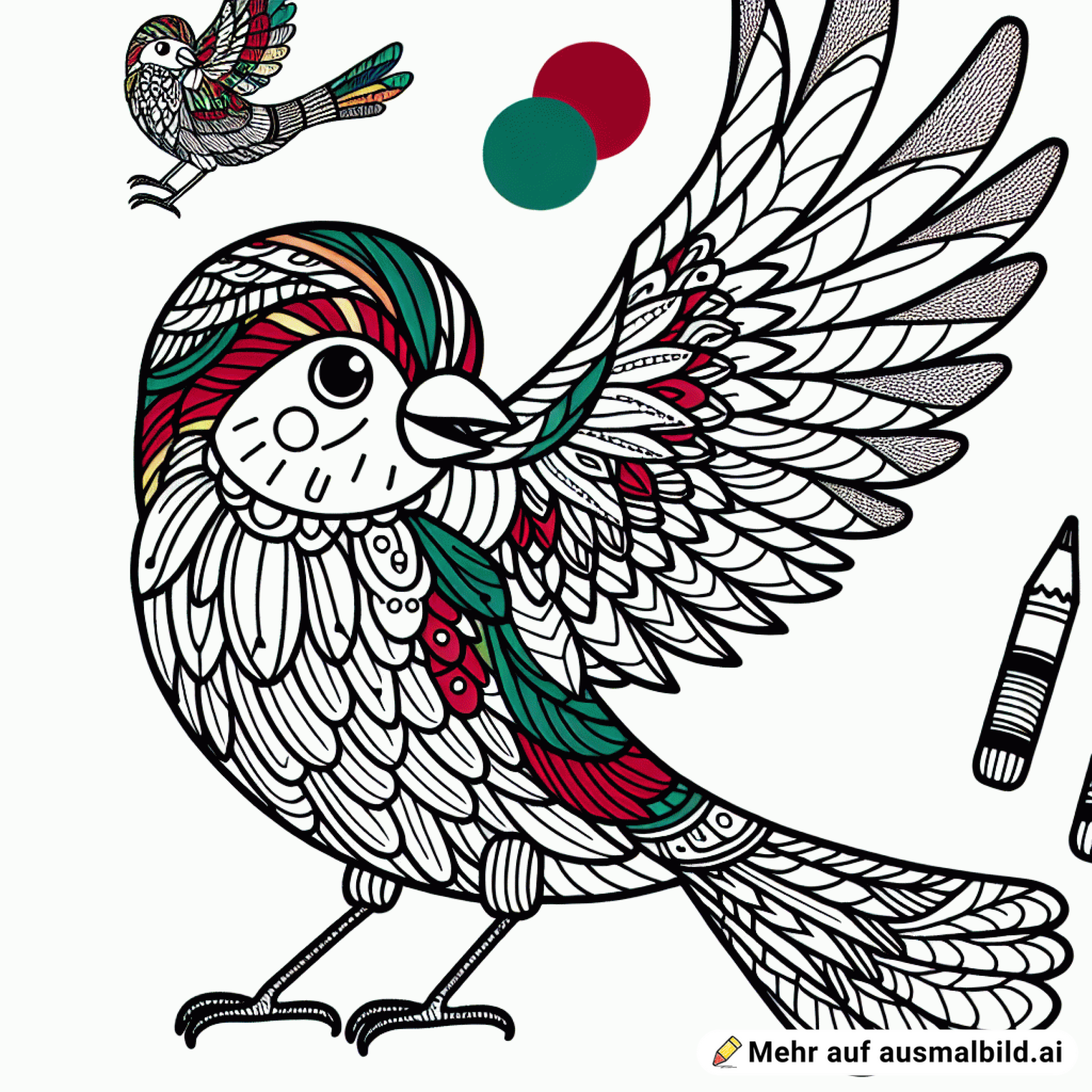 Ein rot-grün-blauer Vogel