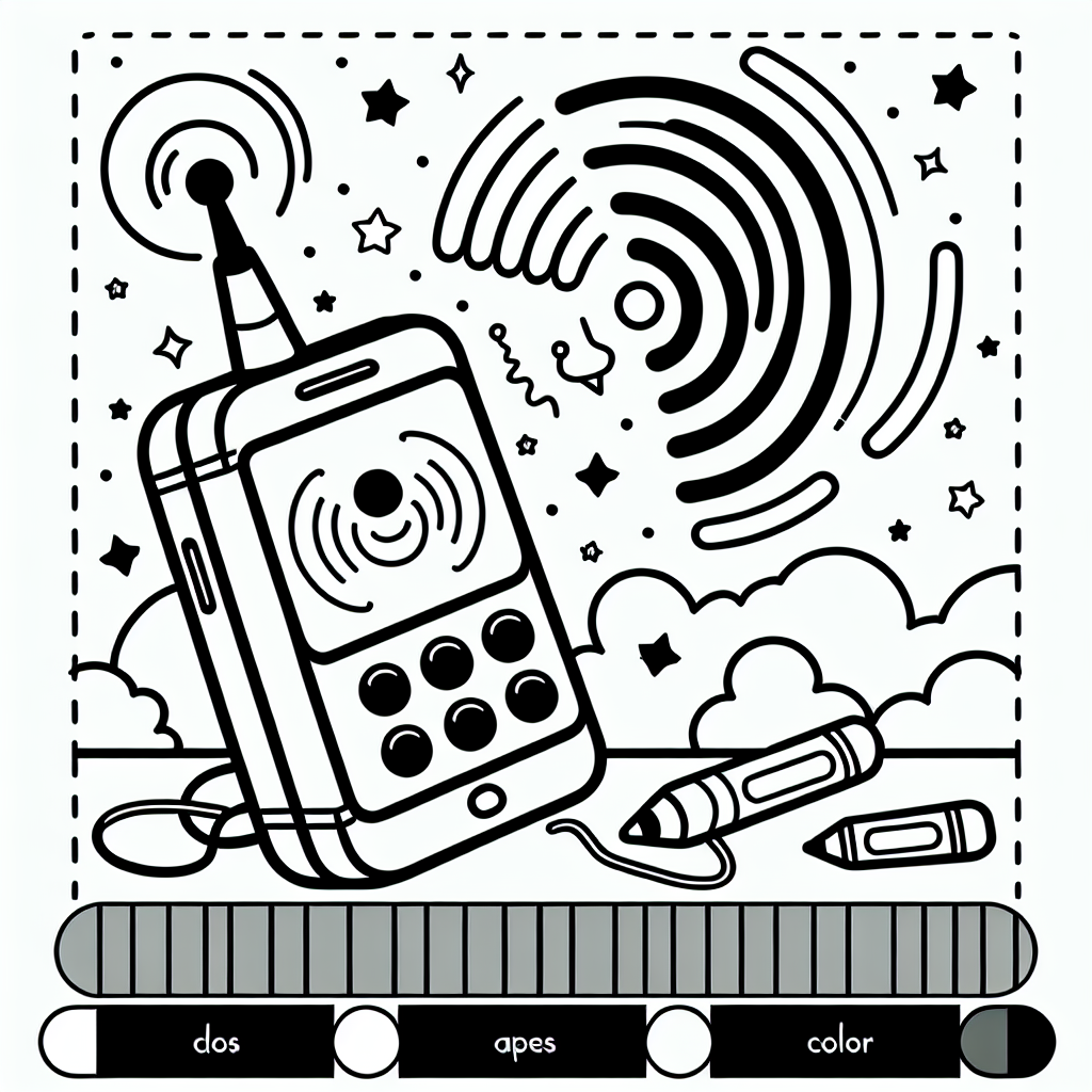 Smartphone Malvorlage mit Funkwellen zum Ausdrucken kostenlos
