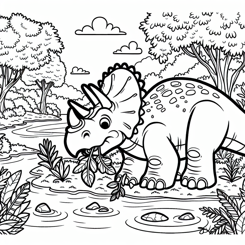 Triceratops Malvorlage kostenlos ausdrucken – Urzeit Dinosaurier