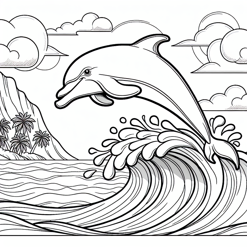 Delfin Malvorlage kostenlos zum Ausdrucken für Kinder