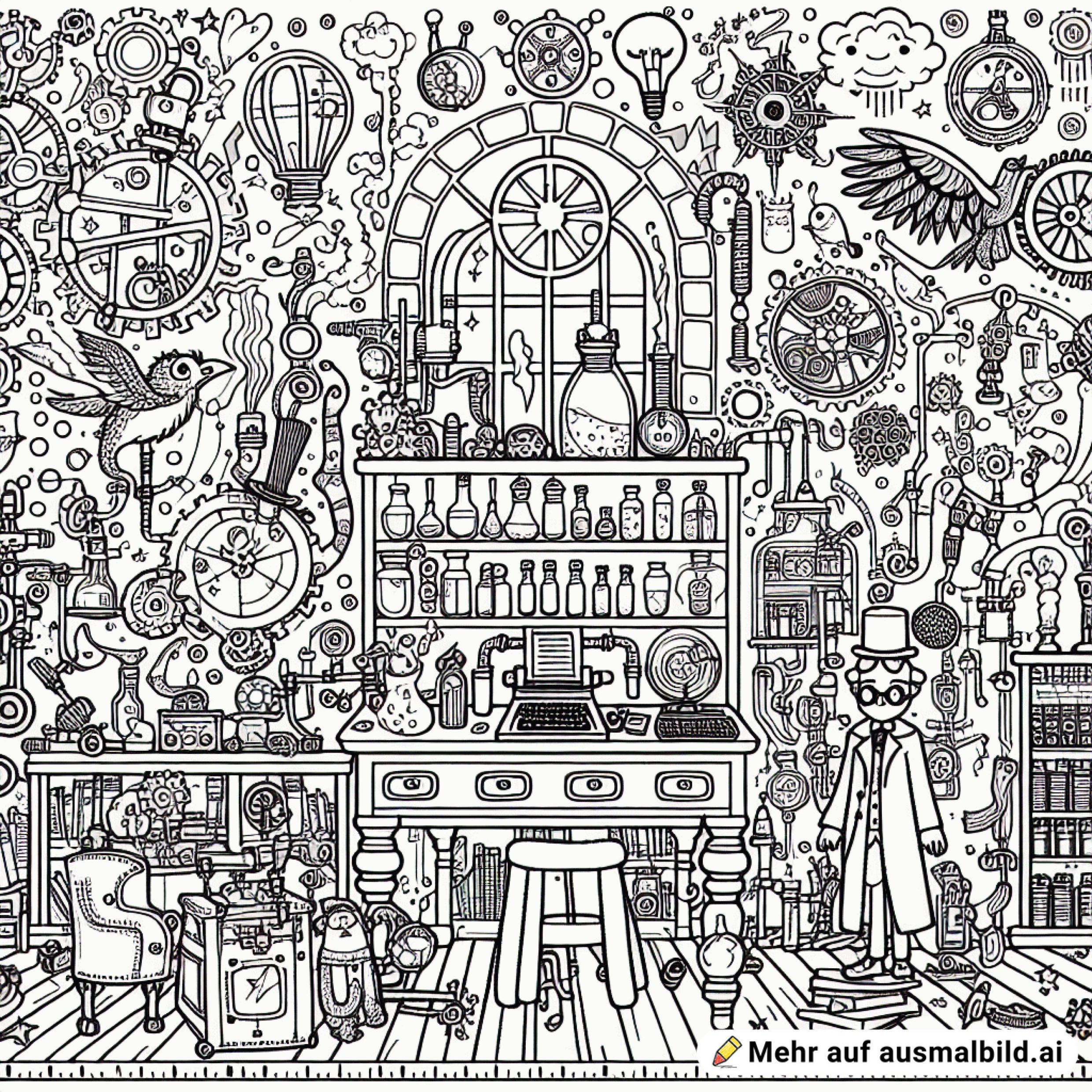 Magische Werkstatt mit verrückten Erfindungen