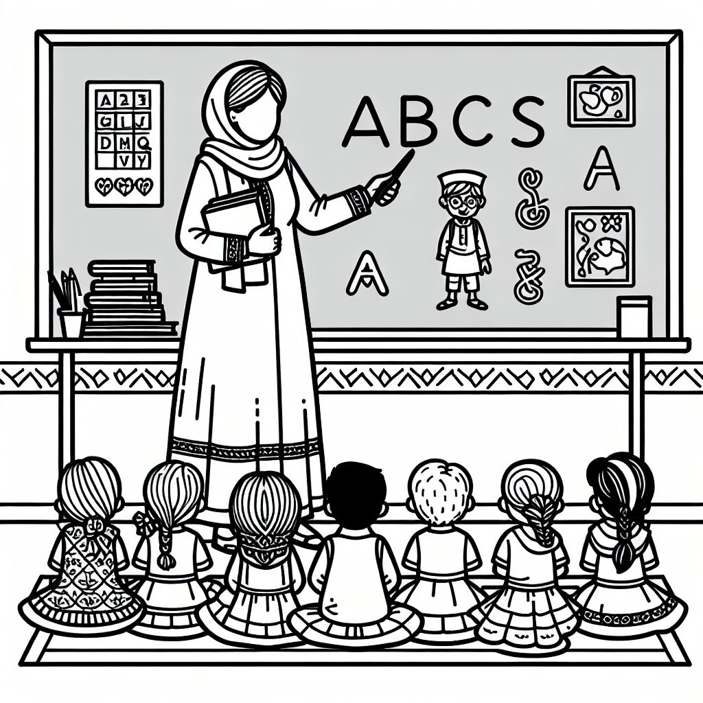 ABC Malvorlage Lehrer erklärt kostenlos ausdrucken