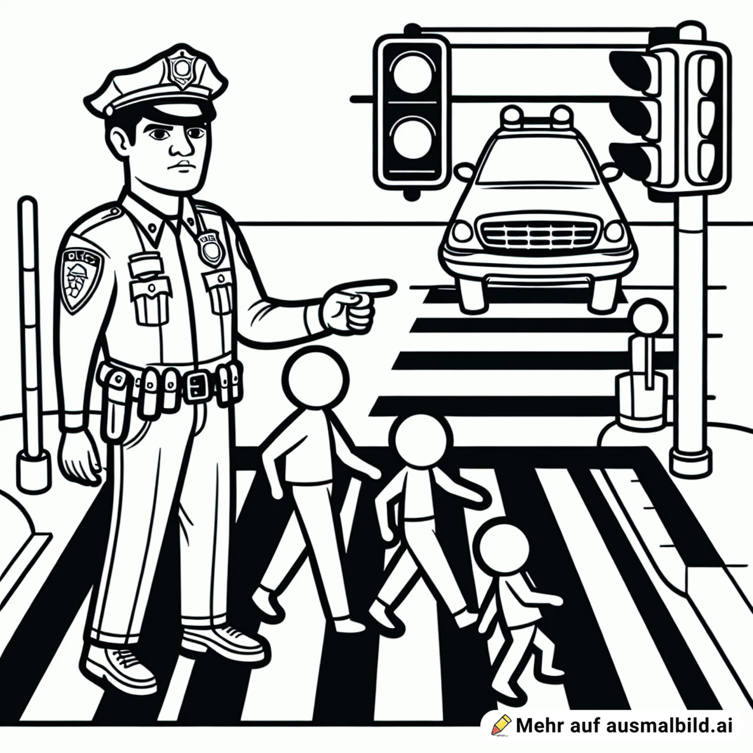 Eine Polizistin regelt den Verkehr an einem Zebrastreifen