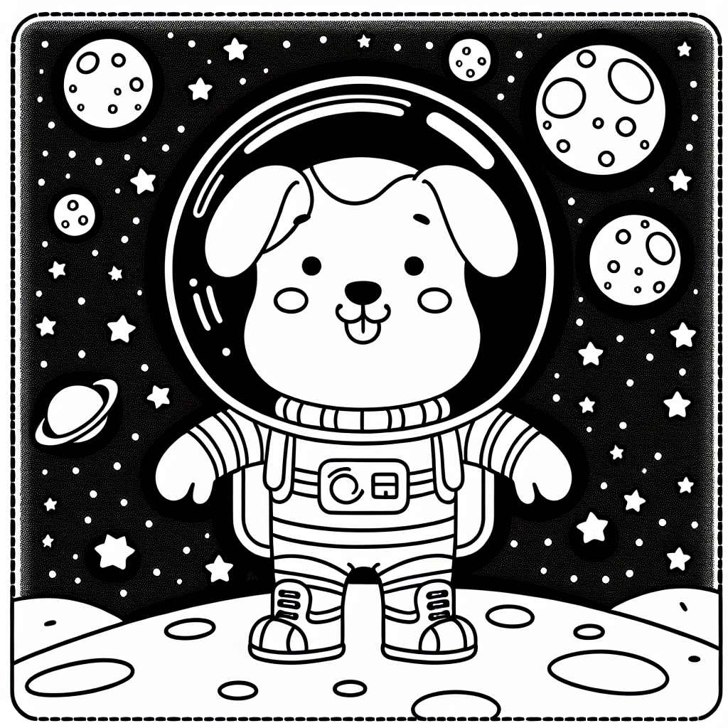 Astronauten-Hund Malvorlage kostenlos zum Ausdrucken
