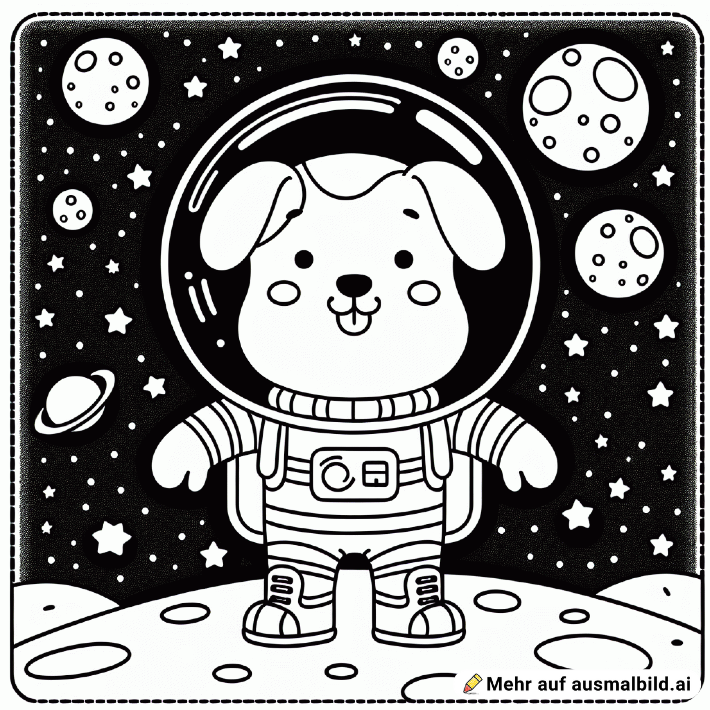 Astronauten-Hund auf dem Mond