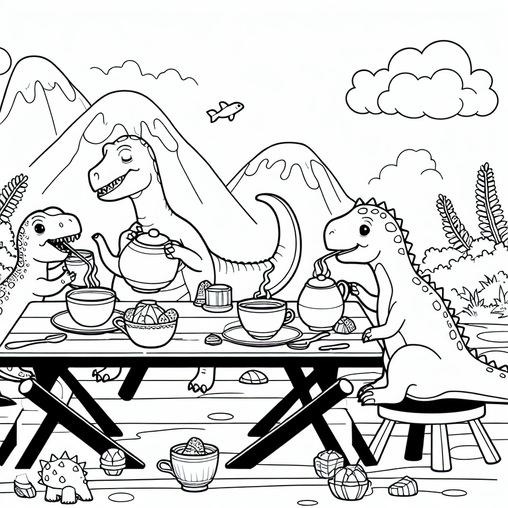 Dinosaurier Malvorlagen kostenlos – Ausmalbilder Teetrinken