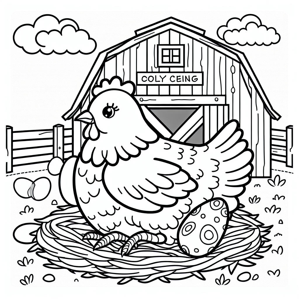 Huhn legt Ei Malvorlage zum Ausdrucken kostenlos