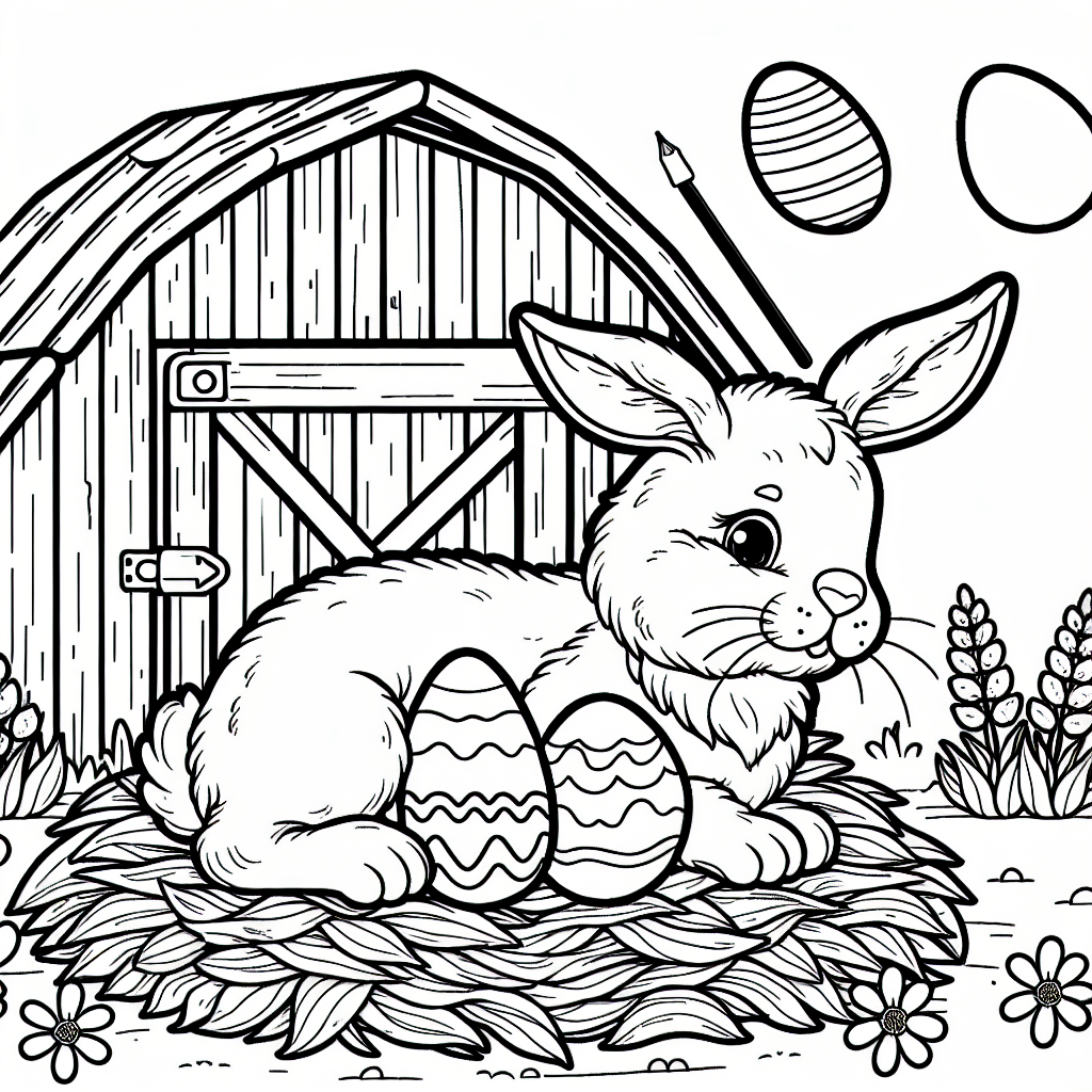 Hase legt Ei Malvorlage kostenlos zum Ausdrucken