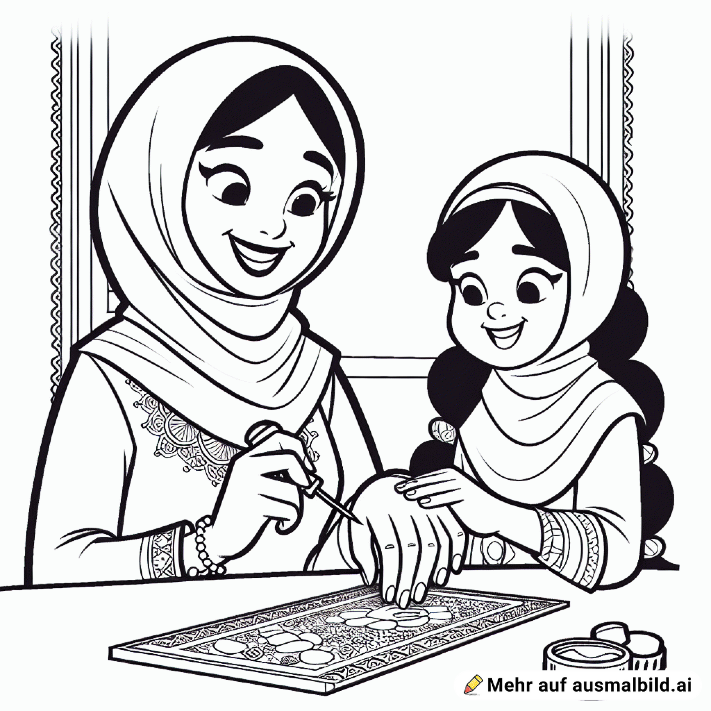 Mama lackiert, glücklicher Tochter die Fingernägel