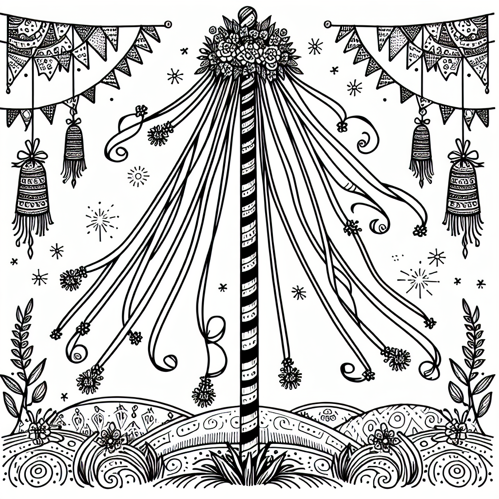 Geschmückter Maibaum Malvorlage kostenlos ausdrucken