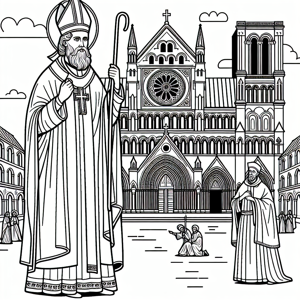 Papst Malvorlage vor Kathedrale kostenlos ausdrucken
