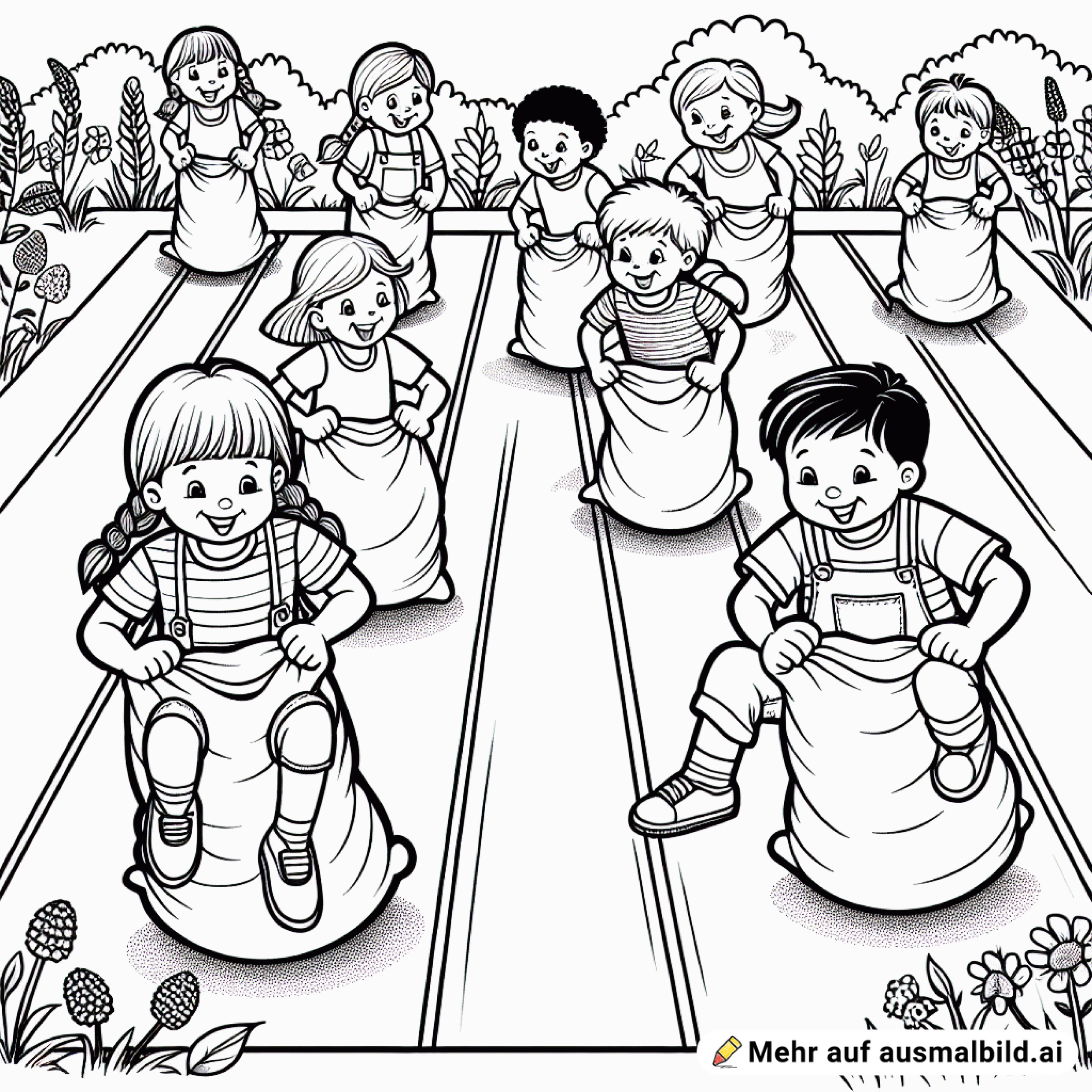 Kinder beim Sackhüpfen