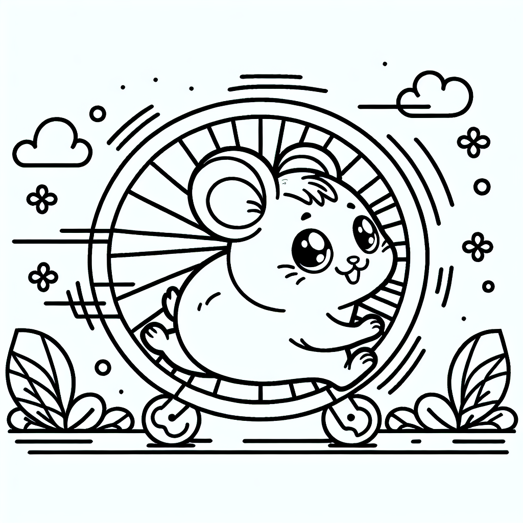 Hamster auf Laufrad Malvorlage zum Ausdrucken kostenlos