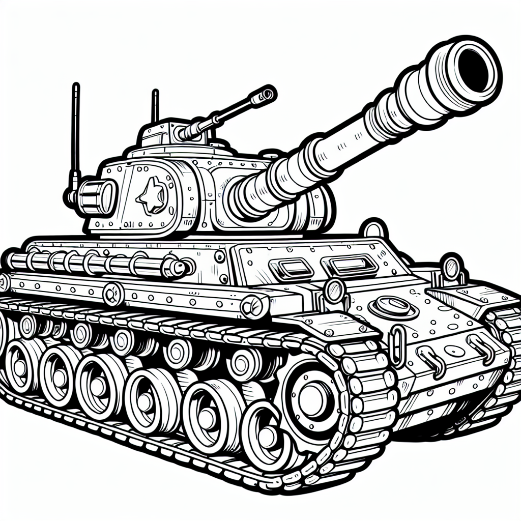 Panzer Malvorlage mit großer Kanone zum Ausdrucken kostenlos