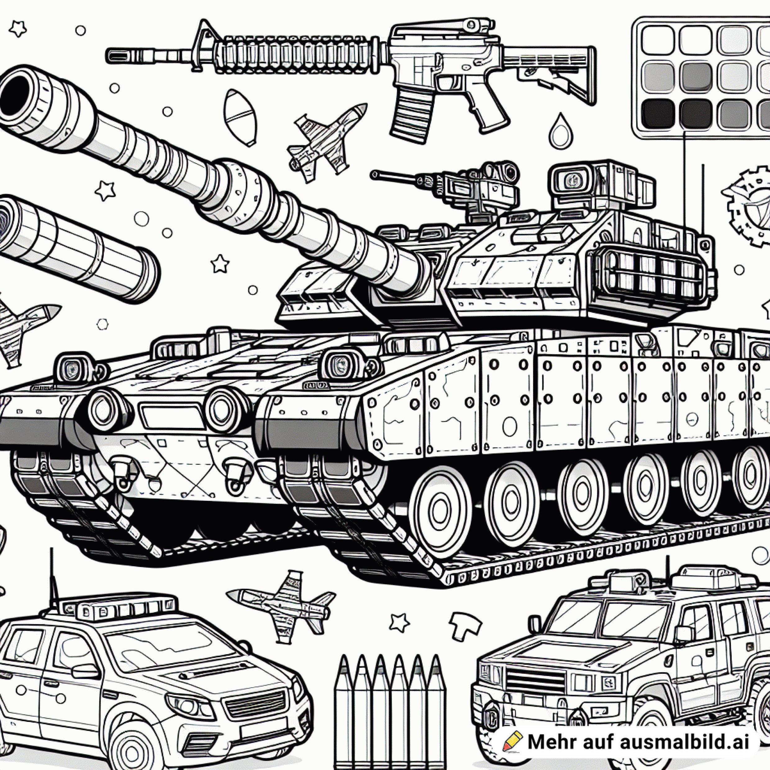 Moderner panzer mit großer Kanone für einen 8 jährigen