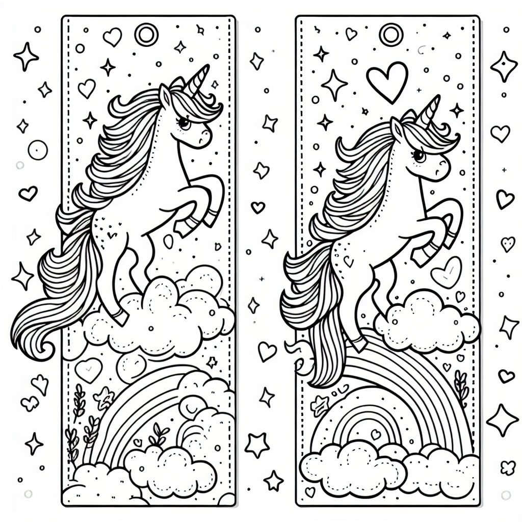 Kostenlose Einhorn Lesezeichen Malvorlage zum Ausdrucken