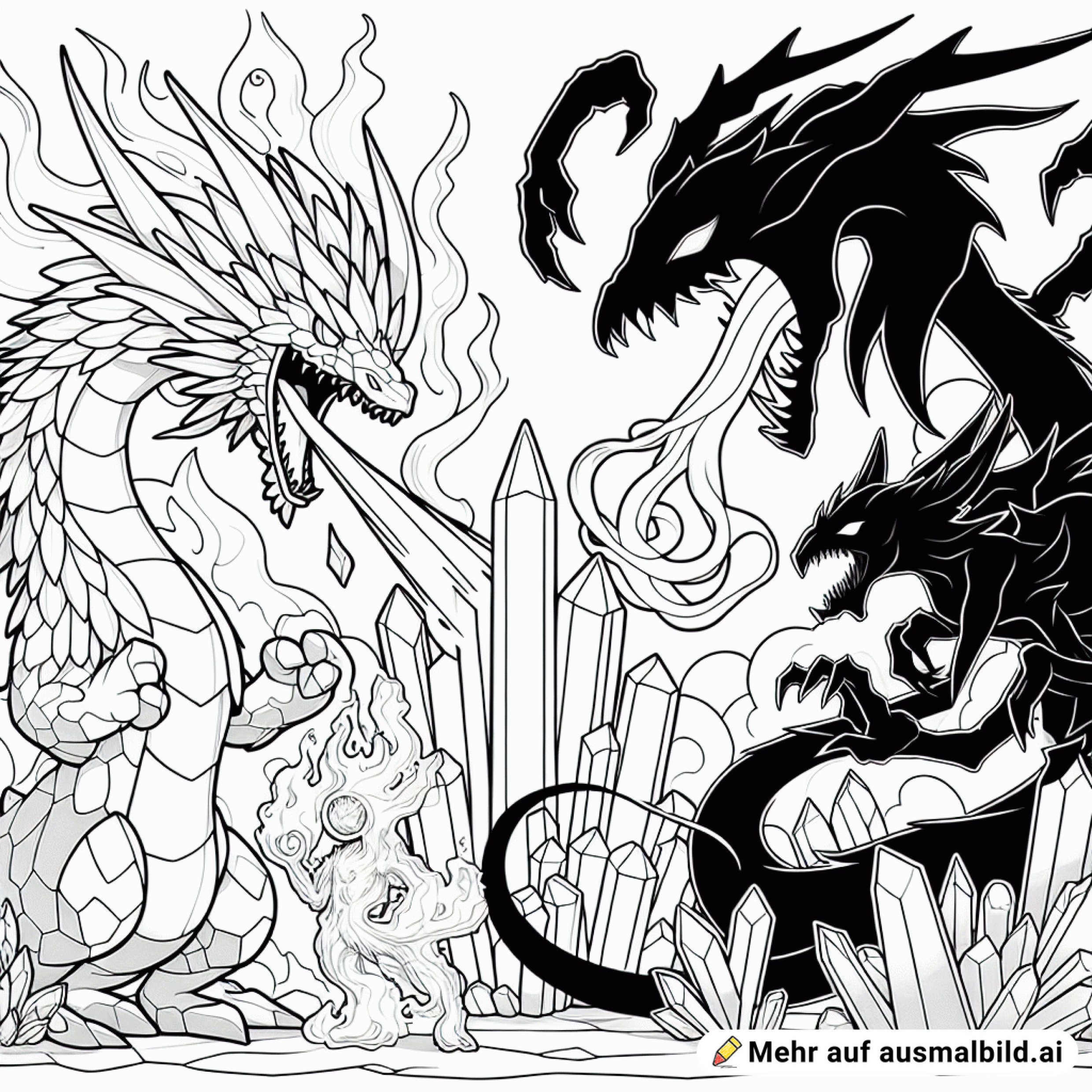 Glurak kämpft gegen den Enderdrachen und Enderman