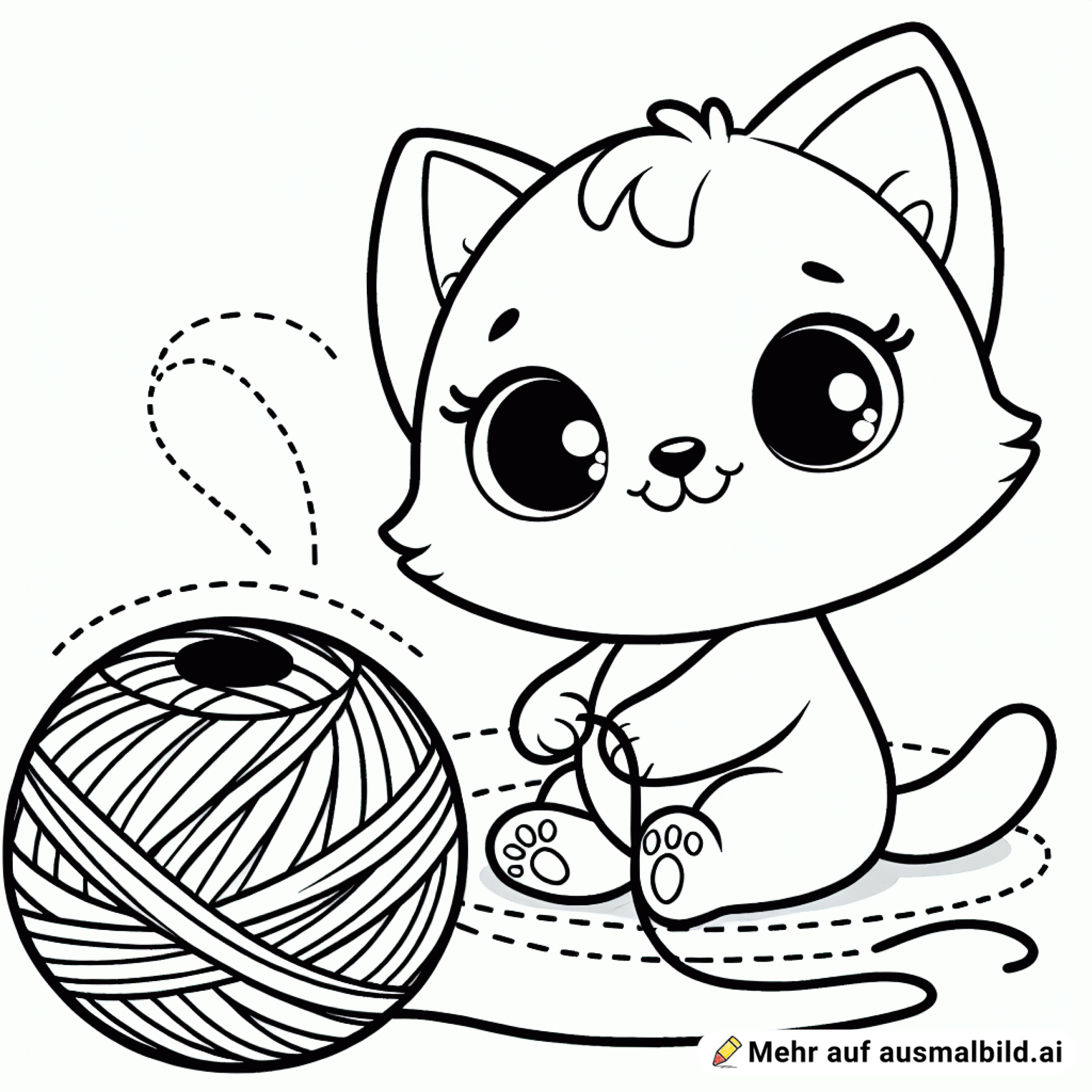 Süße Katze spielt mit Wolle!