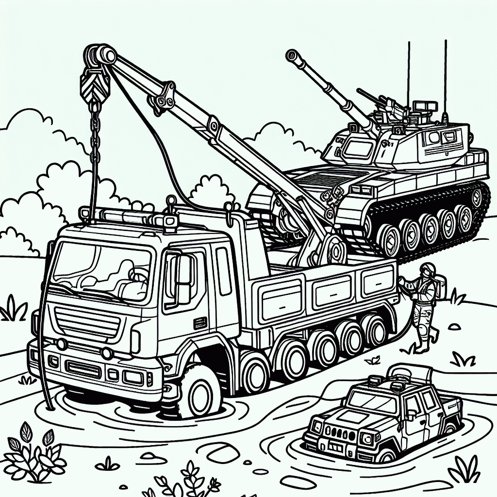 Kostenlose Bergepanzer Malvorlage zum Ausdrucken für Kinder