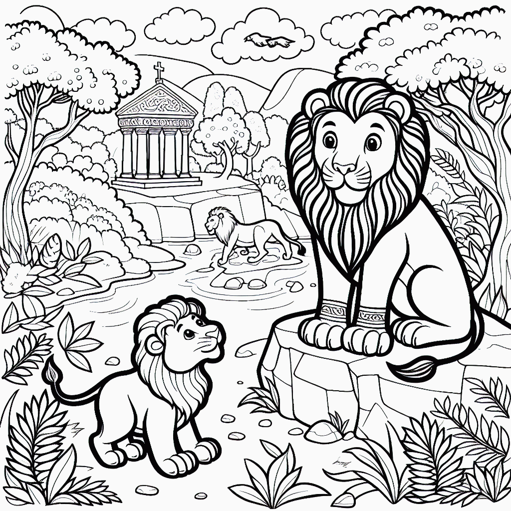 Daniel in der Löwengrube Malvorlage kostenlos Ausdrucken