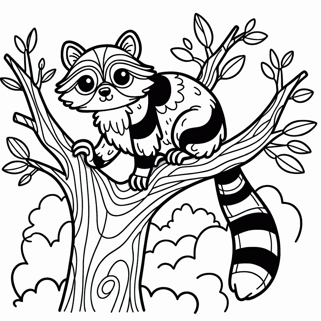 Waschbär Malvorlage kostenlos zum Ausdrucken für Kinder