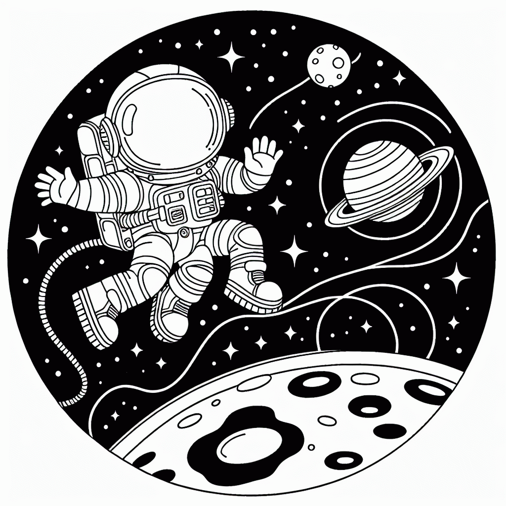 Astronaut Malvorlage kostenlos ausdrucken – Planet & Weltraum