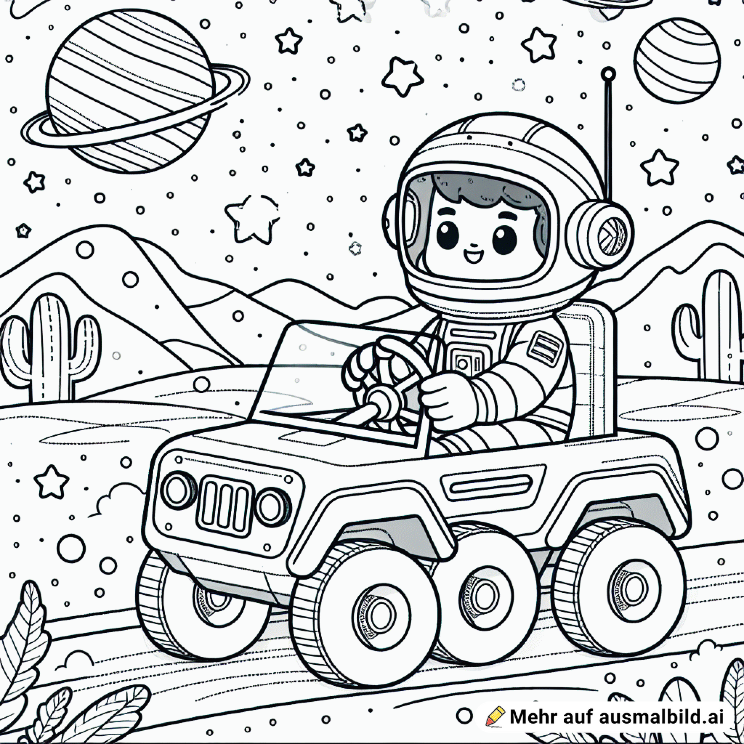 Astronaut fährt Rover