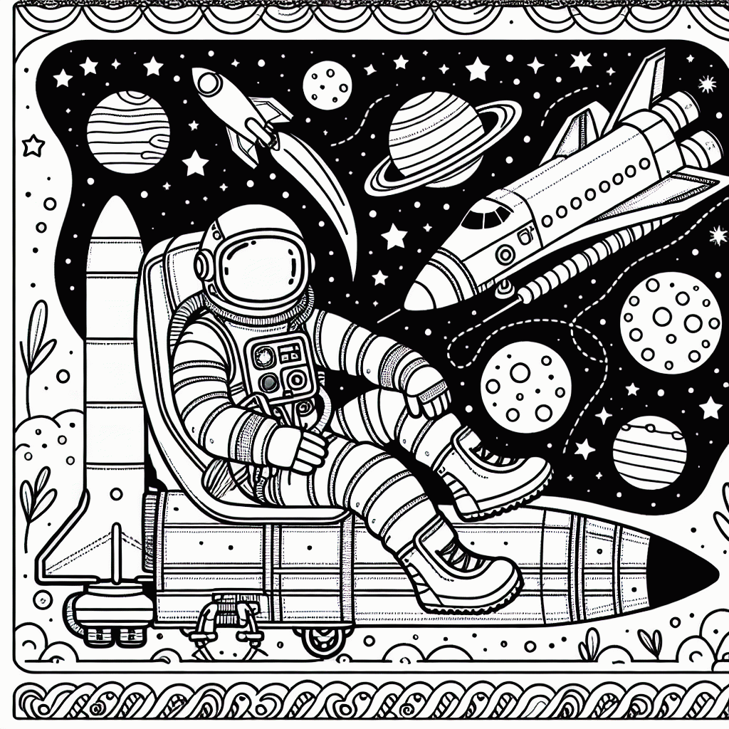 Kostenlose Malvorlage Astronaut im Shuttle zum Ausdrucken