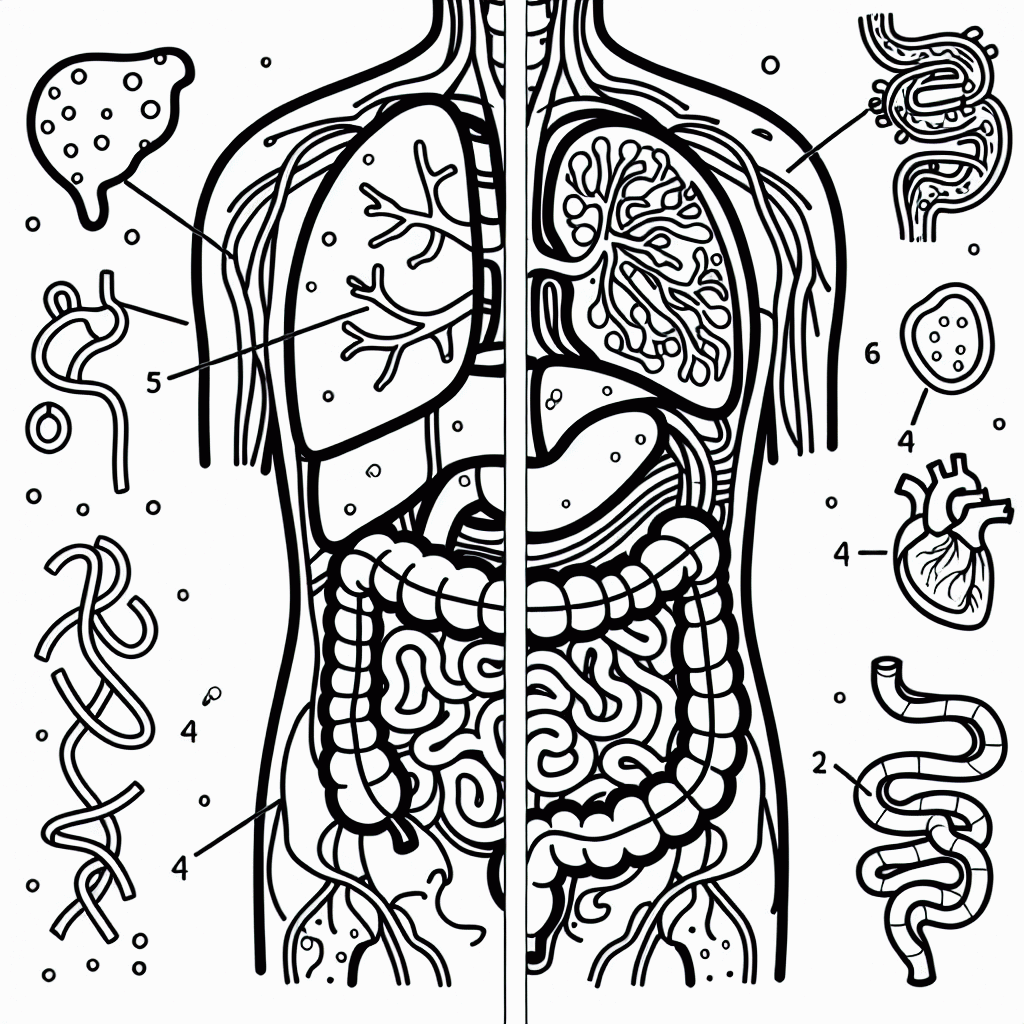 Kindgerechte Malvorlage Hodensack und Penis im Querschnitt zum Ausdrucken